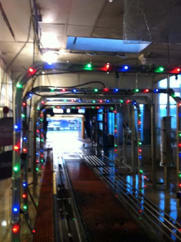 This picture shows the dramatic difference of the old blue rope light vs. the new RGB Pixel Strings.