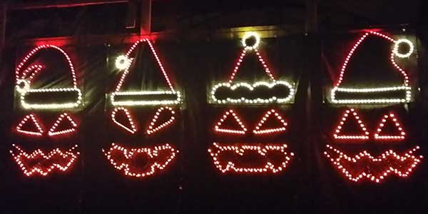 Santa Hats on Singing Pumpkins